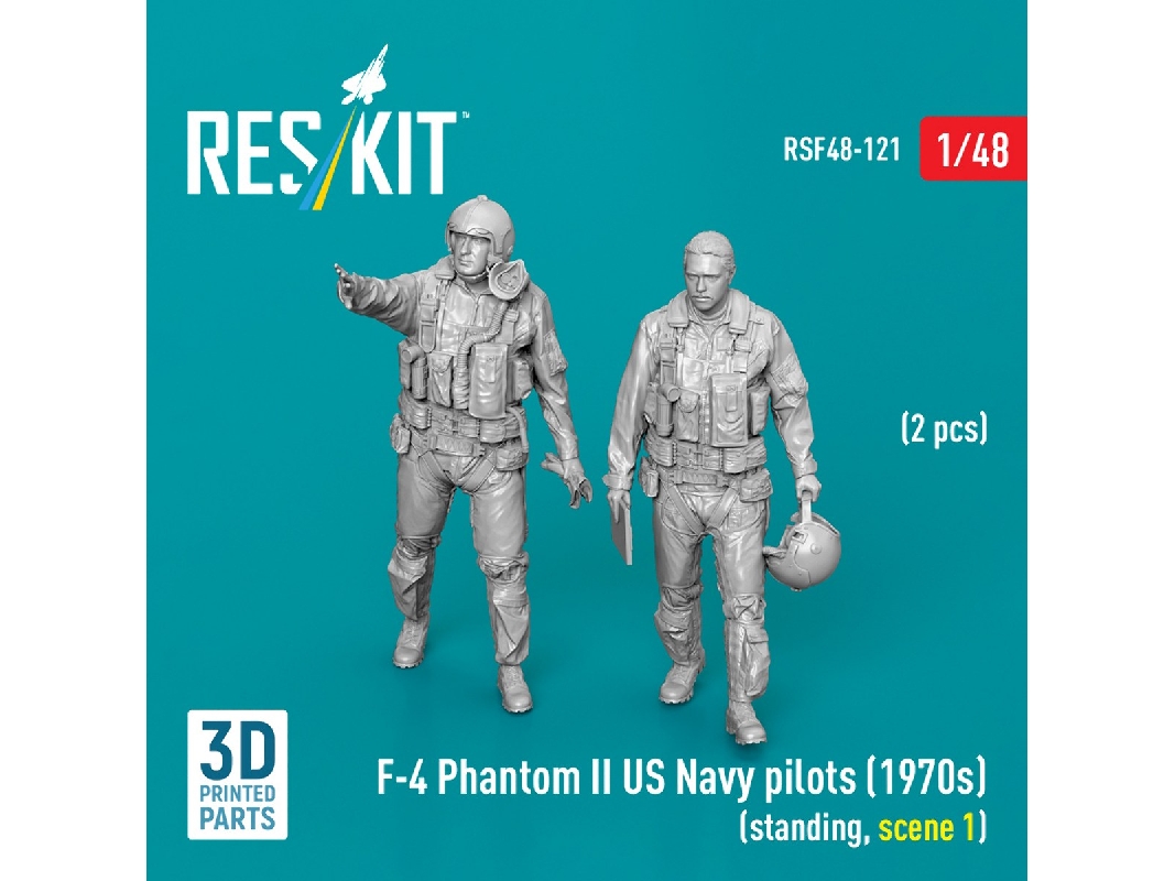 F-4 Phantom Ii Us Navy Pilots (1970s) - Standing Scene 1 (2 Figures / 3d-printed) - image 1