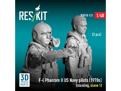 F-4 Phantom Ii Us Navy Pilots (1970s) - Standing Scene 1 (2 Figures / 3d-printed) - image 3