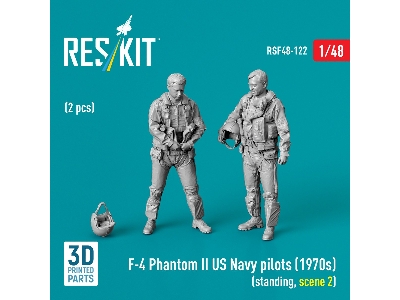F-4 Phantom Ii Us Navy Pilots (1970s) - Standing Scene 2 (2 Figures / 3d-printed) - image 1