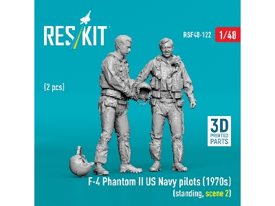 F-4 Phantom Ii Us Navy Pilots (1970s) - Standing Scene 2 (2 Figures / 3d-printed) - image 2