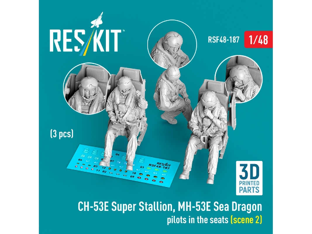Ch-53 E Super Stallion And Mh-53 E Sea Dragon - Pilots In The Seats Scene 2 (3 Figures / 3d-printed) - image 1