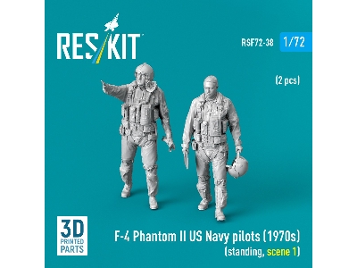 F-4 Phantom Ii Us Navy Pilots (1970s) - Standing Scene 1 (2 Figures / 3d-printed) - image 1