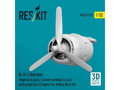 B-24 Liberator - 3d-printed Engines (4 Pcs), Closed Cowlings (4 Pcs) And Propellers (2 Types) - For Hobby Boss Kits - image 3