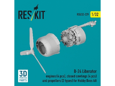 B-24 Liberator - 3d-printed Engines (4 Pcs), Closed Cowlings (4 Pcs) And Propellers (2 Types) - For Hobby Boss Kits - image 4