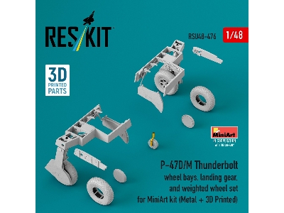 Republic P-47 D/M Thunderbolt - Wheel Bays, Landing Gear And Weighted Wheel Set (For Miniart Kits / Metal + 3d-printed) - image 