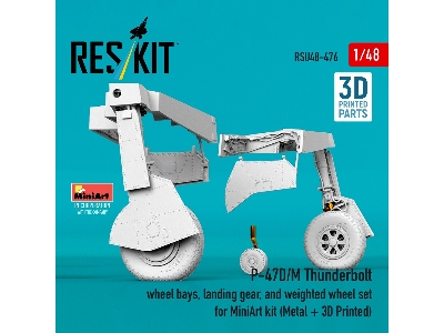 Republic P-47 D/M Thunderbolt - Wheel Bays, Landing Gear And Weighted Wheel Set (For Miniart Kits / Metal + 3d-printed) - image 