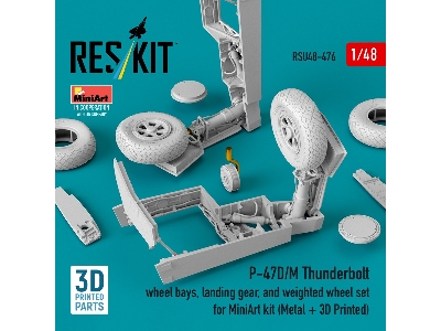 Republic P-47 D/M Thunderbolt - Wheel Bays, Landing Gear And Weighted Wheel Set (For Miniart Kits / Metal + 3d-printed) - image 