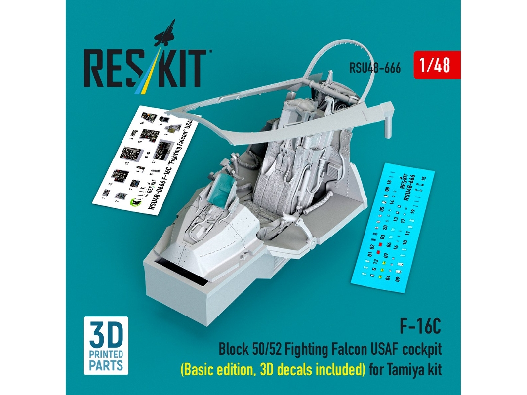 F-16 C Block 50/52 Fighting Falcon - Usaf Cockpit Basic Edition With 3d Decals Included (For Tamiya Kits / 3d-printed) - image 1
