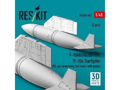 F-104 G/J/S, Cf-104 And Tf-104 Starfighter - 283-gal Underwing Fuel Tanks With Pylons (2 Pcs / 3d-printed) - image 3