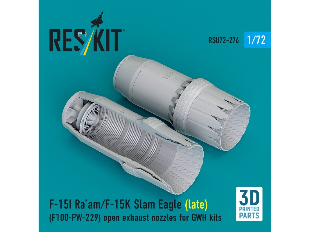F-15i Ra'am And F-15k Slam Eagle (Late) - F100-pw-229 Open Exhaust Nozzles (For Gwh Kits / 3d Printed) - image 1