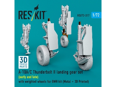 A-10 A/C Thunderbolt Ii - Landing Gear Set (Early And Late) With Weighted Wheels (For Gwh Kits / Metal + 3d-printed) - image 3
