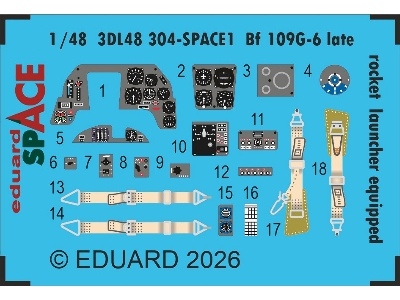 Messerschmitt Bf-109 G-6 Late (Rocket Launcher Equipped) - Space Set (For Tamiya Kits) - image 1