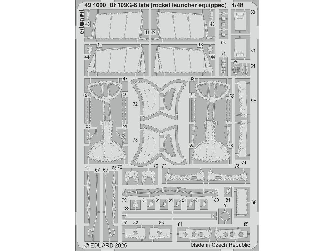 Messerschmitt Bf 109 G-6 Late (Rocket Launcher Equipped) - Pe Parts (For Tamiya Kits) - image 1