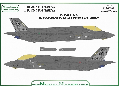 Lockheed Martin F-35 A Lightning Ii - 70. Anniversary Of Dutch 313 Tigers Squadron (For Tamiya Kits) - image 3