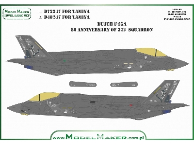 Lockheed Martin F-35 A Lightning Ii - 80. Anniversary Of Dutch 322 Squadron (For Tamiya Kits) - image 3