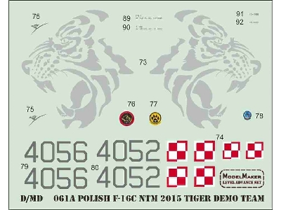 Polish F-16 C Ntm 2015 Tiger Demo Team - Masks + Decals Set With Stencils - image 4