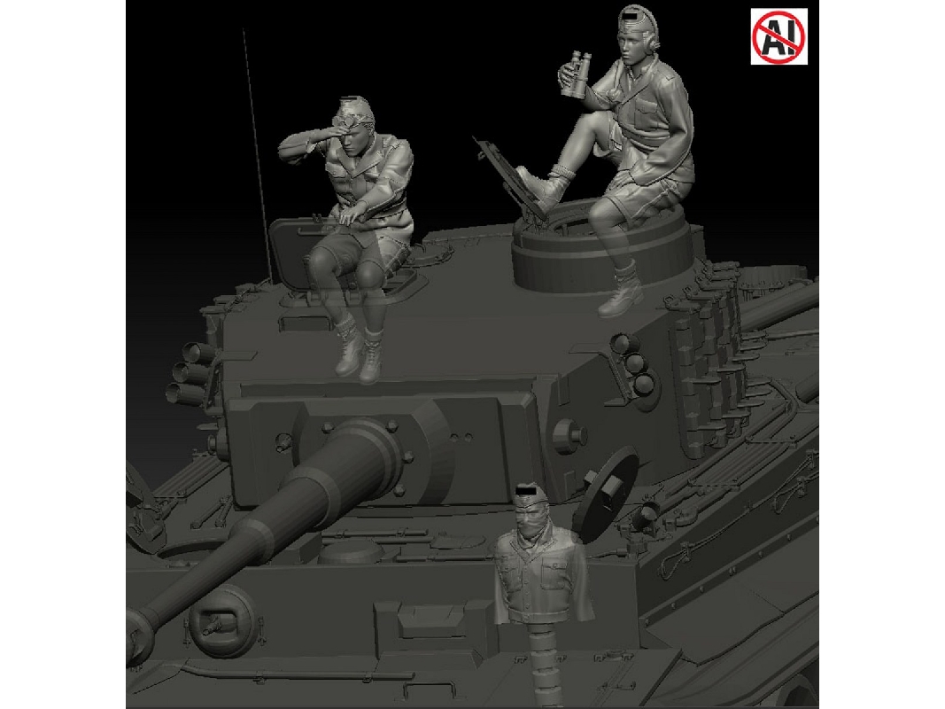 German Wwii Dak - Tiger Tank Crew Set (2 Figures + 1 Half-figure / 3d-printed) - image 1