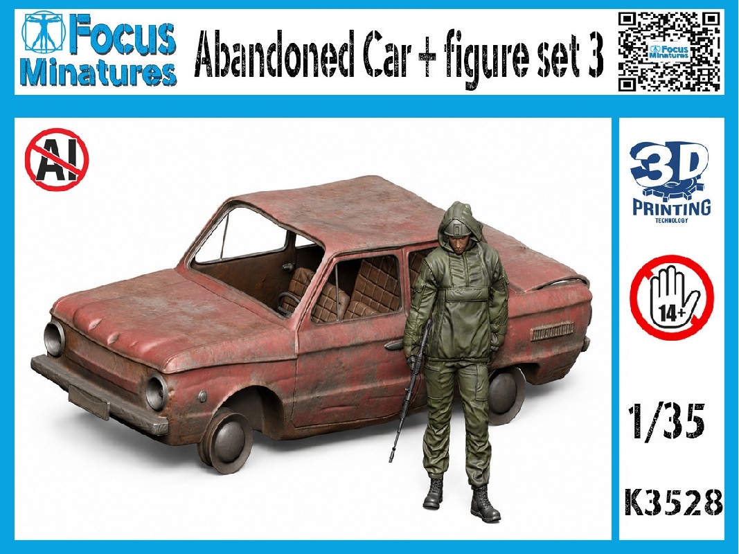 Abandoned Car+ Figure Set 3 (3d-printed) - image 1