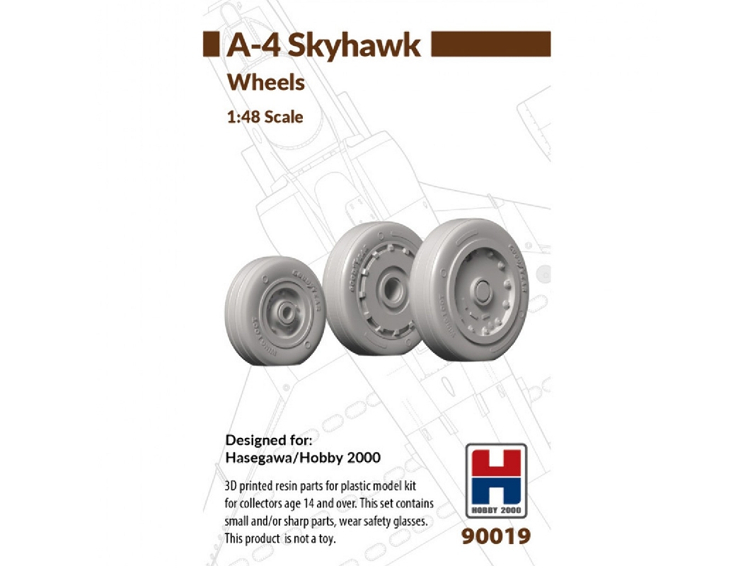 Douglas A-4 Skyhawk - Wheels Set (For Hasegawa And Hobby 2000 Kits / 3d-printed) - image 1