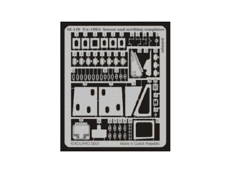 Fw 190A access and scribing templates 1/48 - Tamiya - image 1