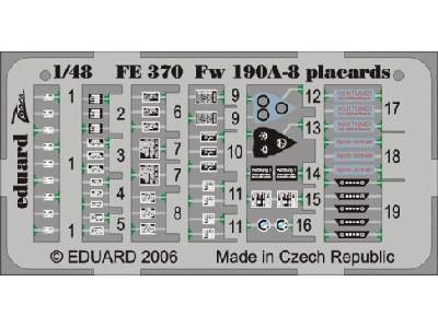 Fw 190A/ F placards 1/48 - Eduard - - image 1