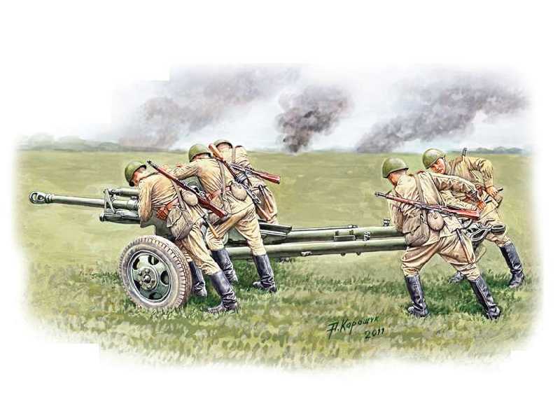 Soviet anti-tank gun ZiS-3 with five figures - image 1 Soviet anti-tank gun ZiS-3 with five figures - image 1