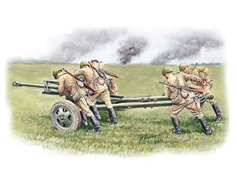 Soviet anti-tank gun ZiS-3 with five figures - image 1