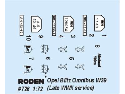RODEN 726 1/72 Opel Blitz Omnibus Model W39 Late WWII Service 