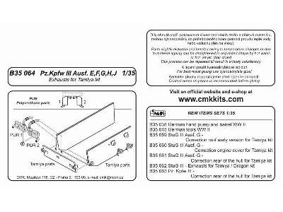 Pz. Kpfw III  (Ausf. E, F, G, H, J) Exhausts for Tamiya kit - image 2