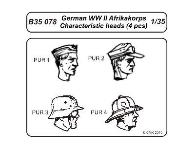 German WW II Afrikakorps  Characteristic head (4 pcs) - image 1