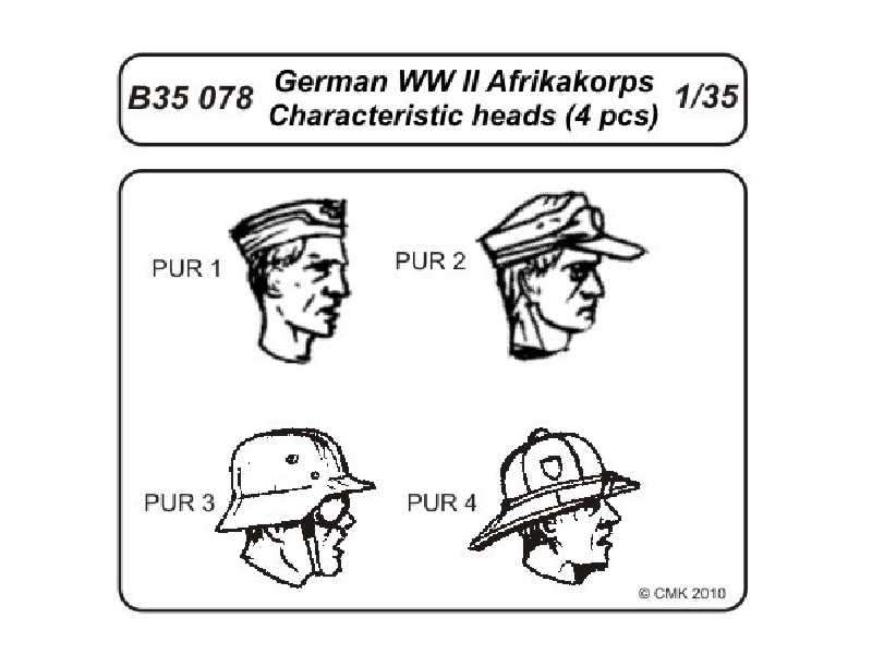 German WW II Afrikakorps  Characteristic head (4 pcs) - image 1