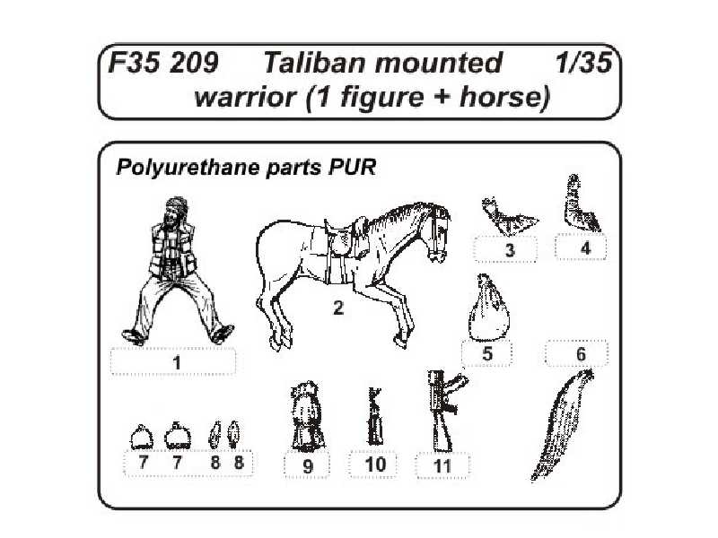 Taliban mounted warrior 1/35 (1 figure + horse) - image 1