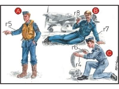 RAF Mechanics (2 fig.) And Pilot WW II - image 1