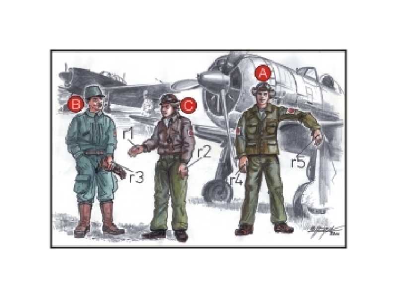 Japanese Army Pilots (2 fig.) And Mechanics WW II - image 1