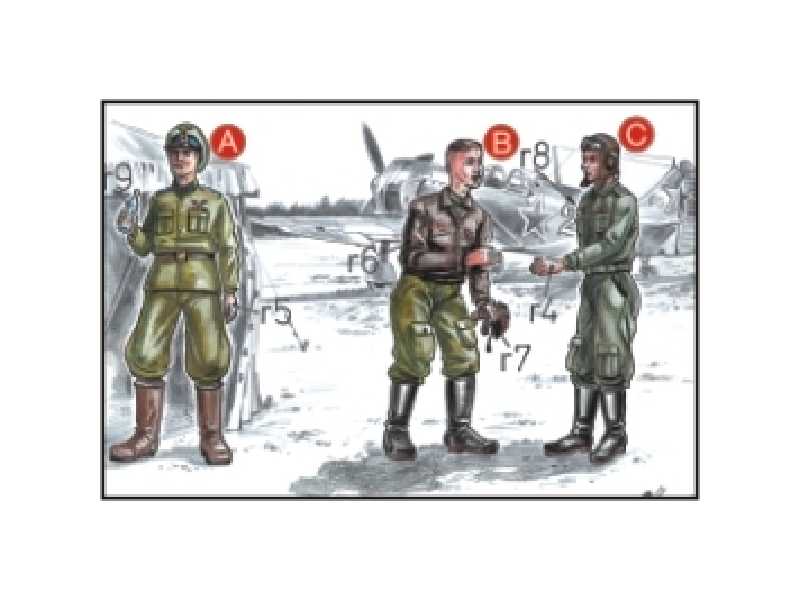 Soviet Pilots (2 fig.) And Mechanic WW II - image 1