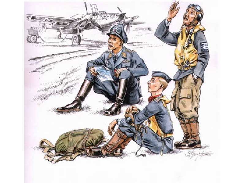 German pilots at rest WW II (3 fig.) - image 1