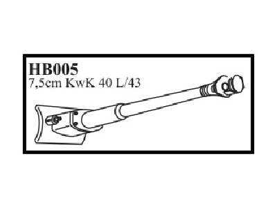 7,5 cm KwK 40 L/43 with mantlet & late muzzle. Gun for PzKpfw IV - image 1