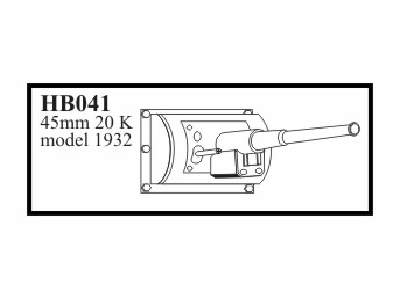 45 mm 20 K model 1932 gun with mantlet. Gun for BT - 5/7 early m - image 1