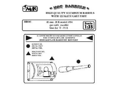 45 mm 20 K model 1934 gun with mantlet. Gun for T - 35 A - image 1