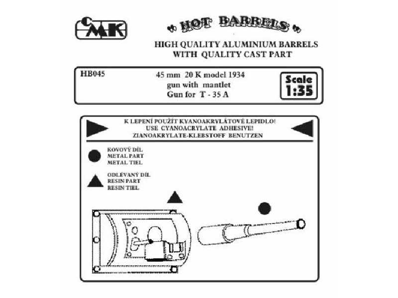 45 mm 20 K model 1934 gun with mantlet. Gun for T - 35 A - image 1