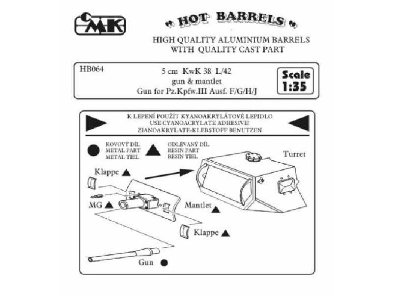 5 cm KwK 38 L/42 (short gun-barrel) with mantlet.Gun for Pz.kpfw - image 1