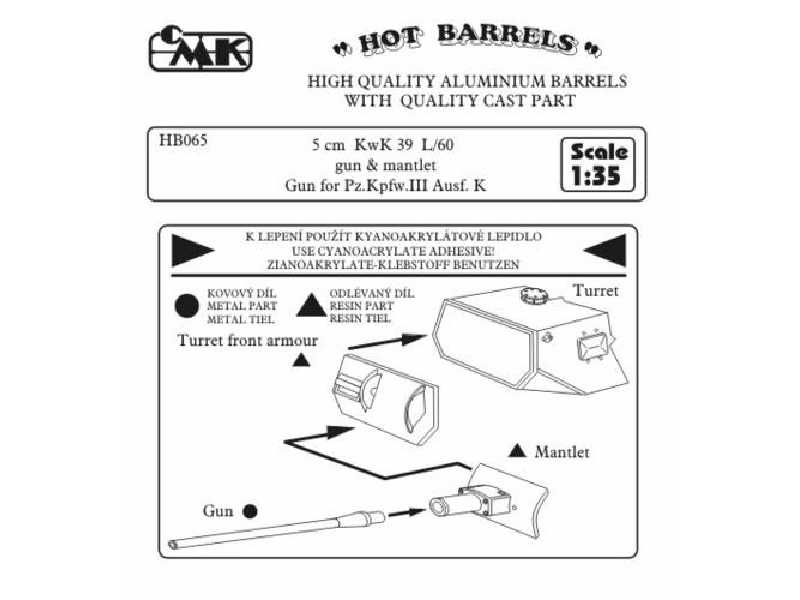 5 cm KwK 39 L/60 (long gun-barrel) with mantlet.Gun for Pz.kpfw. - image 1