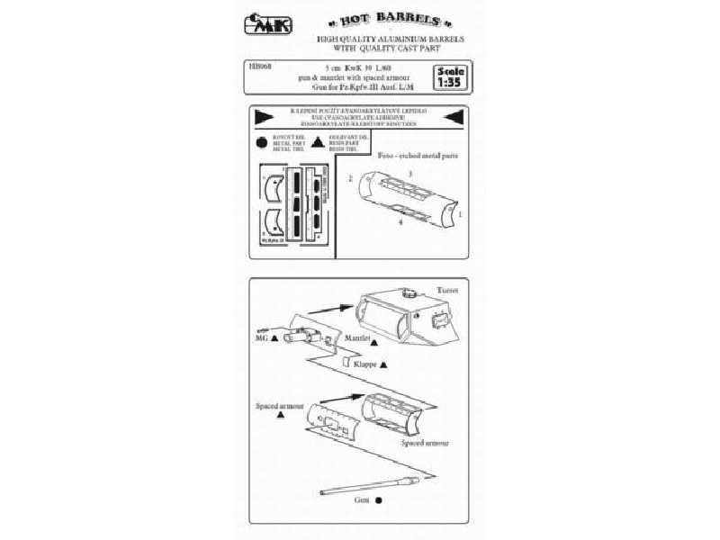 5 cm KwK 39 L/60 (with spaced armour) with mantlet.Gun for Pz.kp - image 1