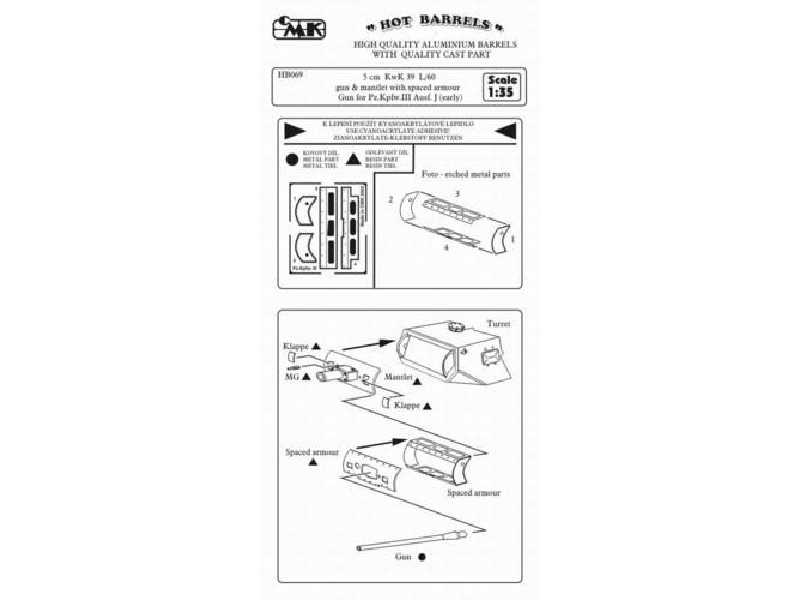 5 cm KwK 39 L/60 (with spaced armour,long gun-barrel) with mantl - image 1