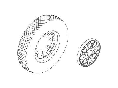F4U Corsair  wheels with plain discs and diamond design tyre - image 1