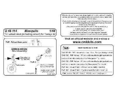 Mosquito  Tail wheel strut (including wheel) 1/48 for Tamiya kit - image 2