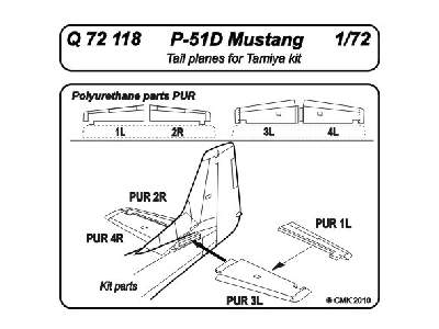 P-51D Mustang  Tail planes 1/72 for Tamiya Kit - image 1