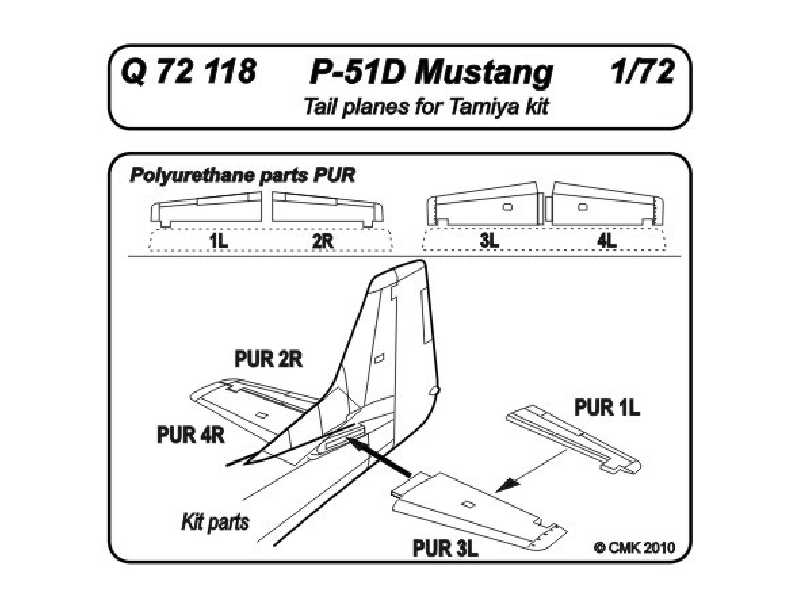 P-51D Mustang  Tail planes 1/72 for Tamiya Kit - image 1