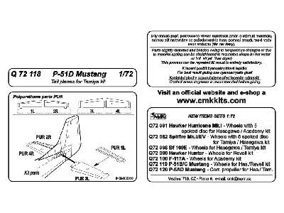 P-51D Mustang  Tail planes 1/72 for Tamiya Kit - image 2