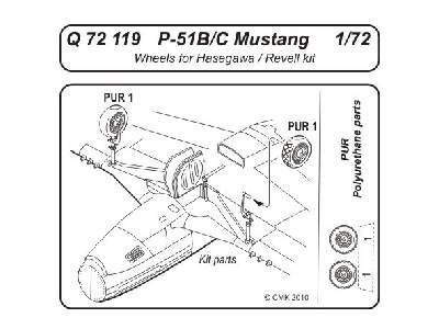 P-51B/C Mustang  Wheels 1/72 for Hasegawa, Revell kit - image 1